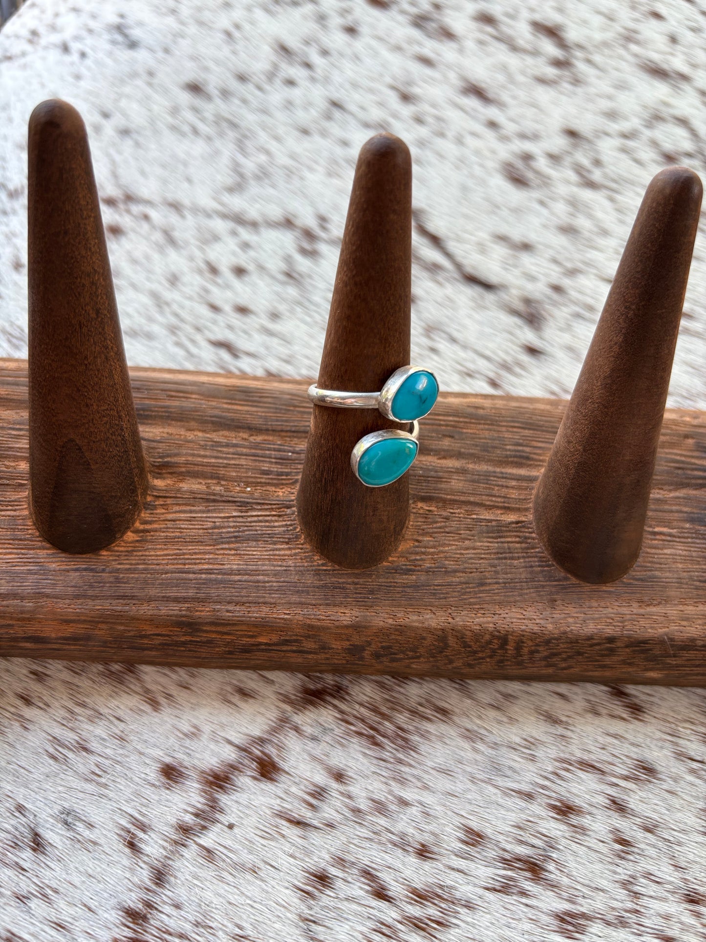 Turquoise Double Adjustable Ring Size 7.5