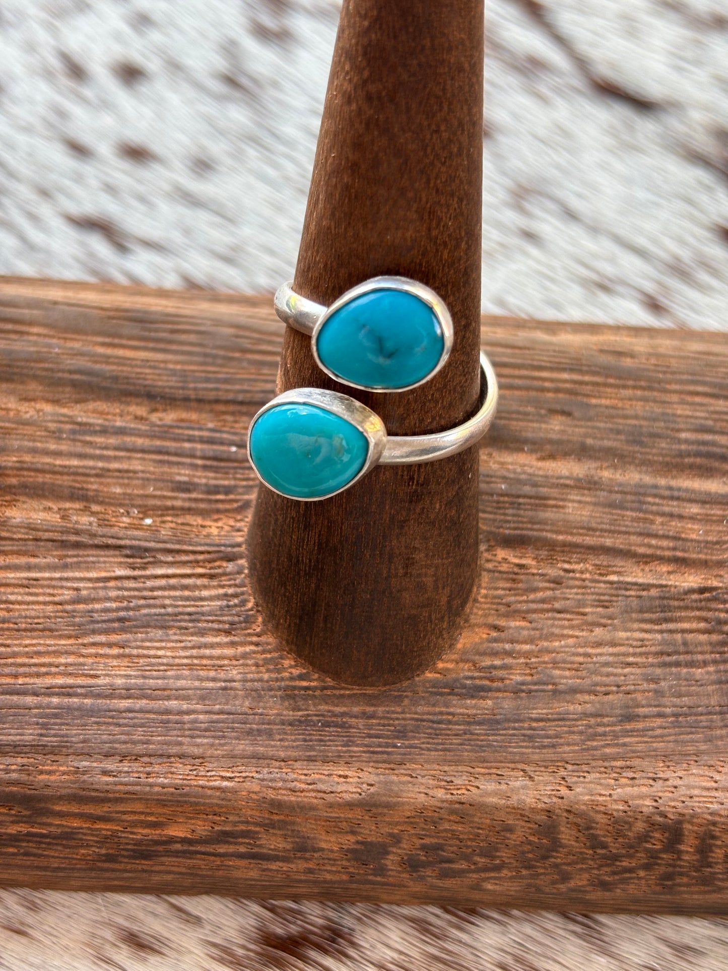 Turquoise Double Adjustable Ring Size 7.5