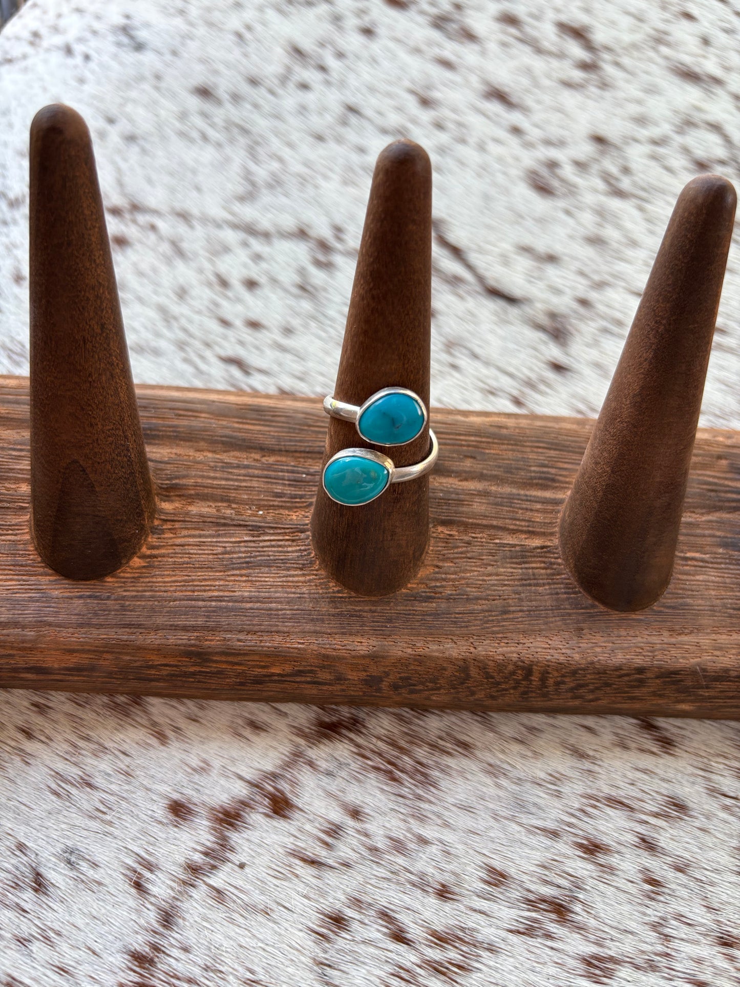 Turquoise Double Adjustable Ring Size 7.5
