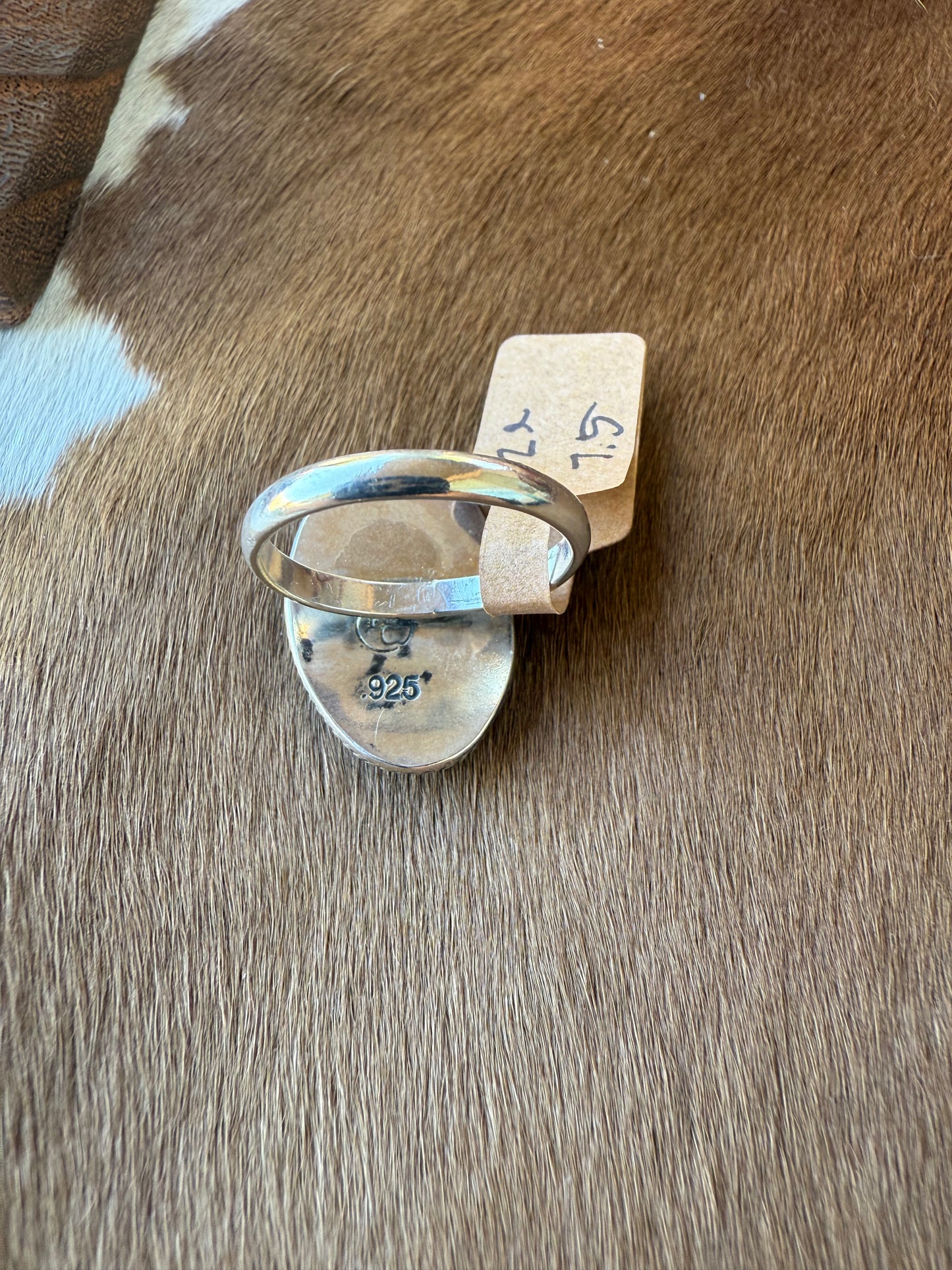 White/Blue Checkered Ring Size 7.5