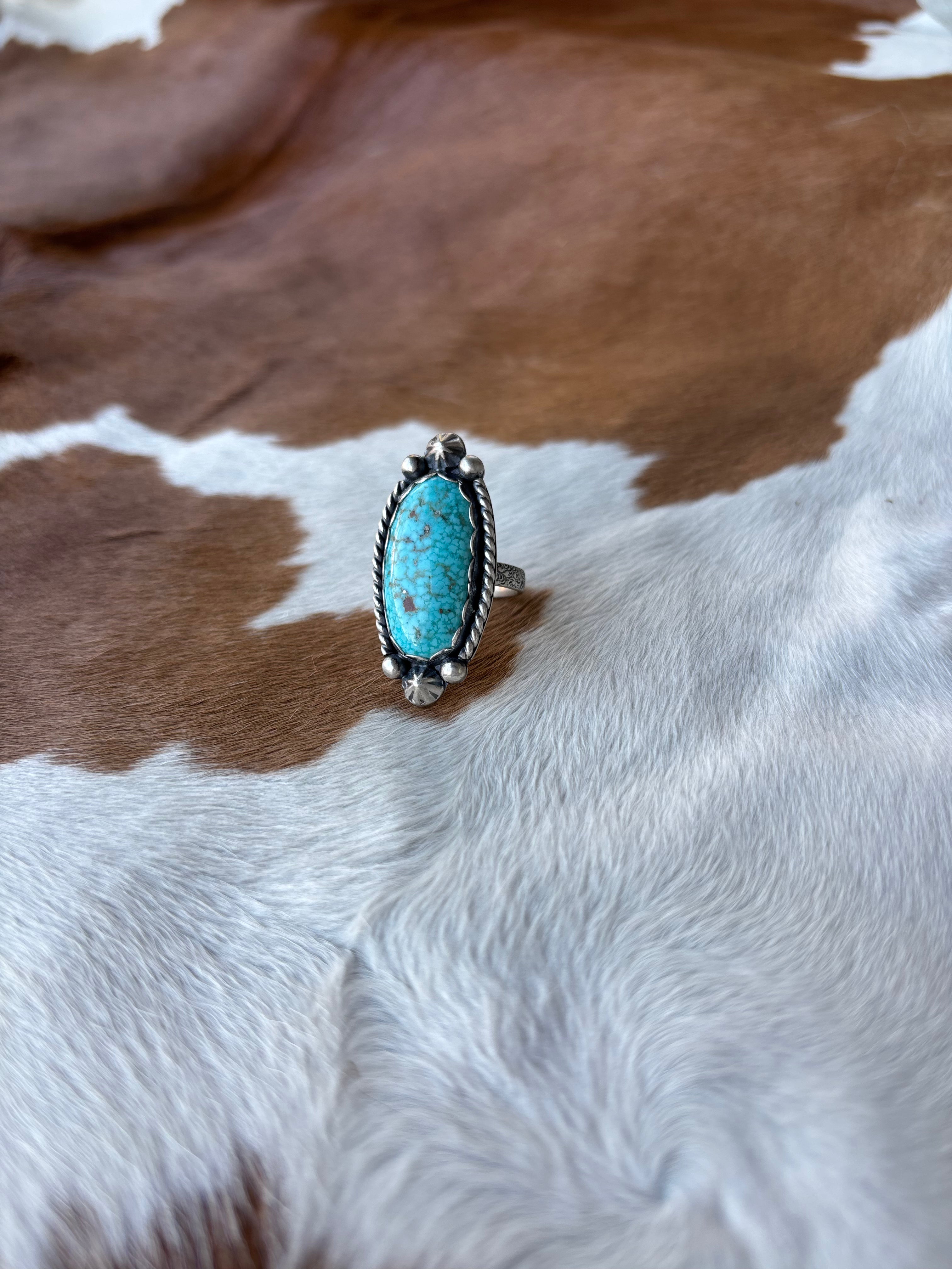 Sonoran Turquoise Ring Size 7 – Burnt Cedar Silver
