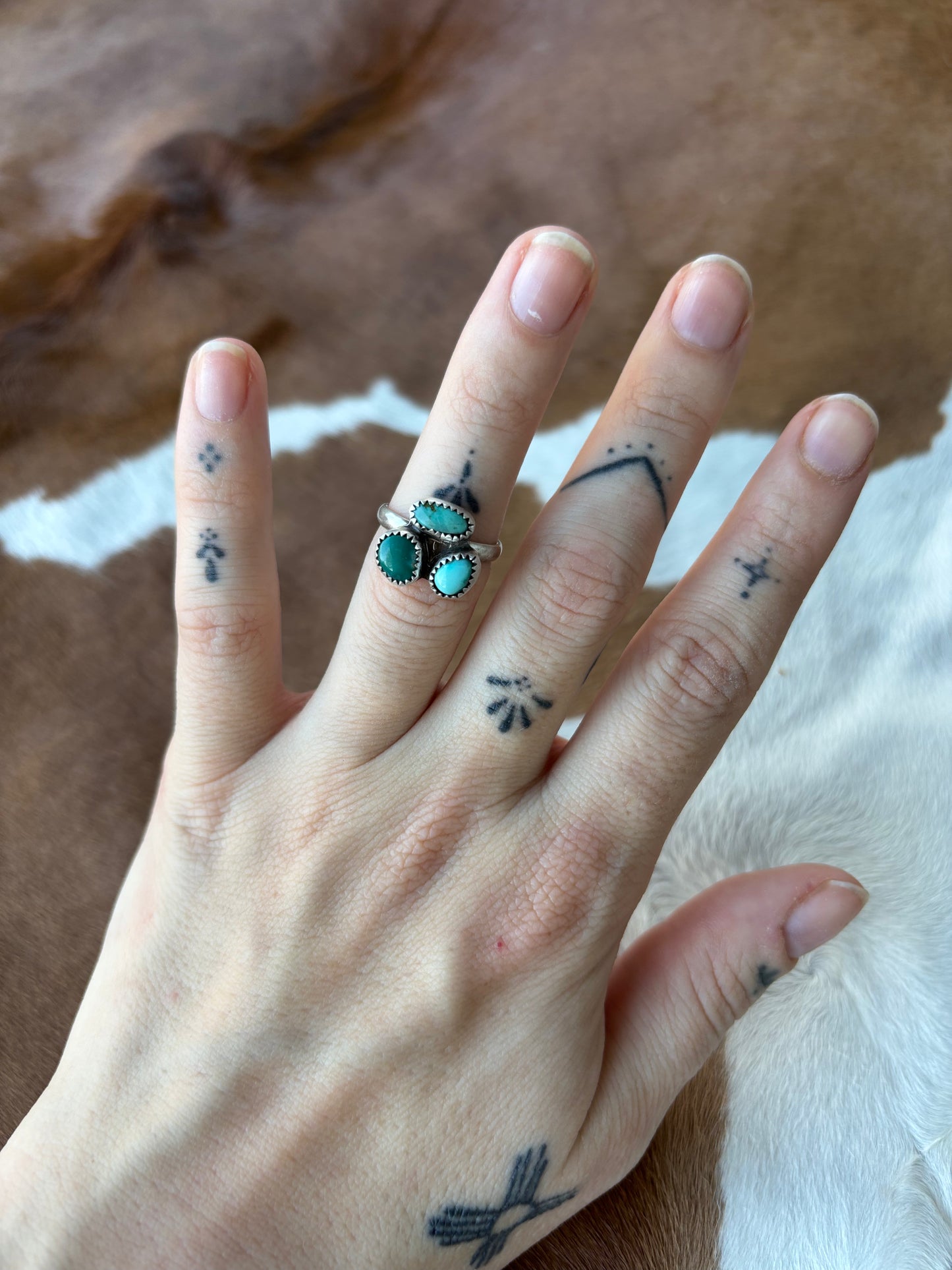 Fox Turquoise Mini Cluster Ring Size 5.5