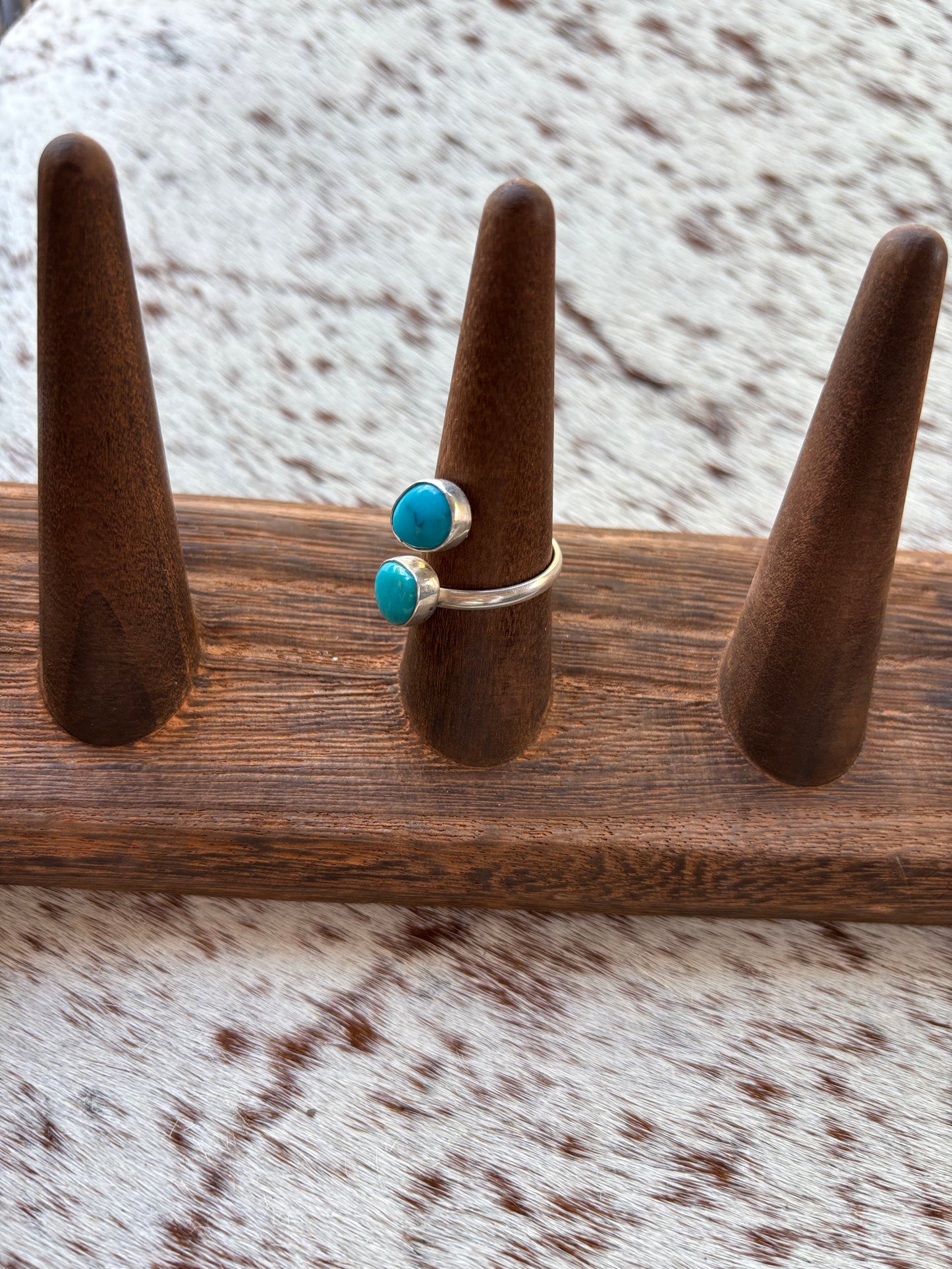 Turquoise Double Adjustable Ring Size 7.5