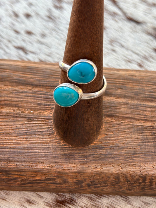 Turquoise Double Adjustable Ring Size 7.5
