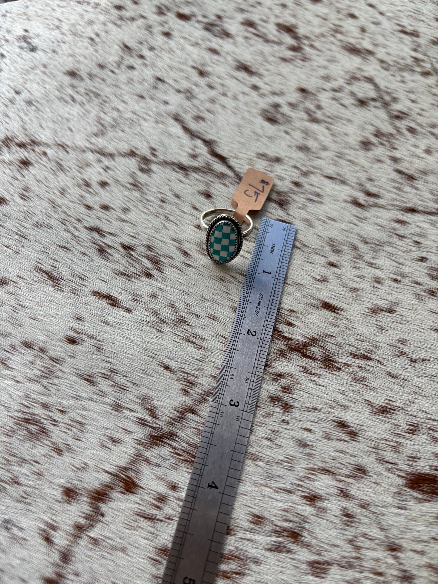 Blue Checkered Ring Size 7.5