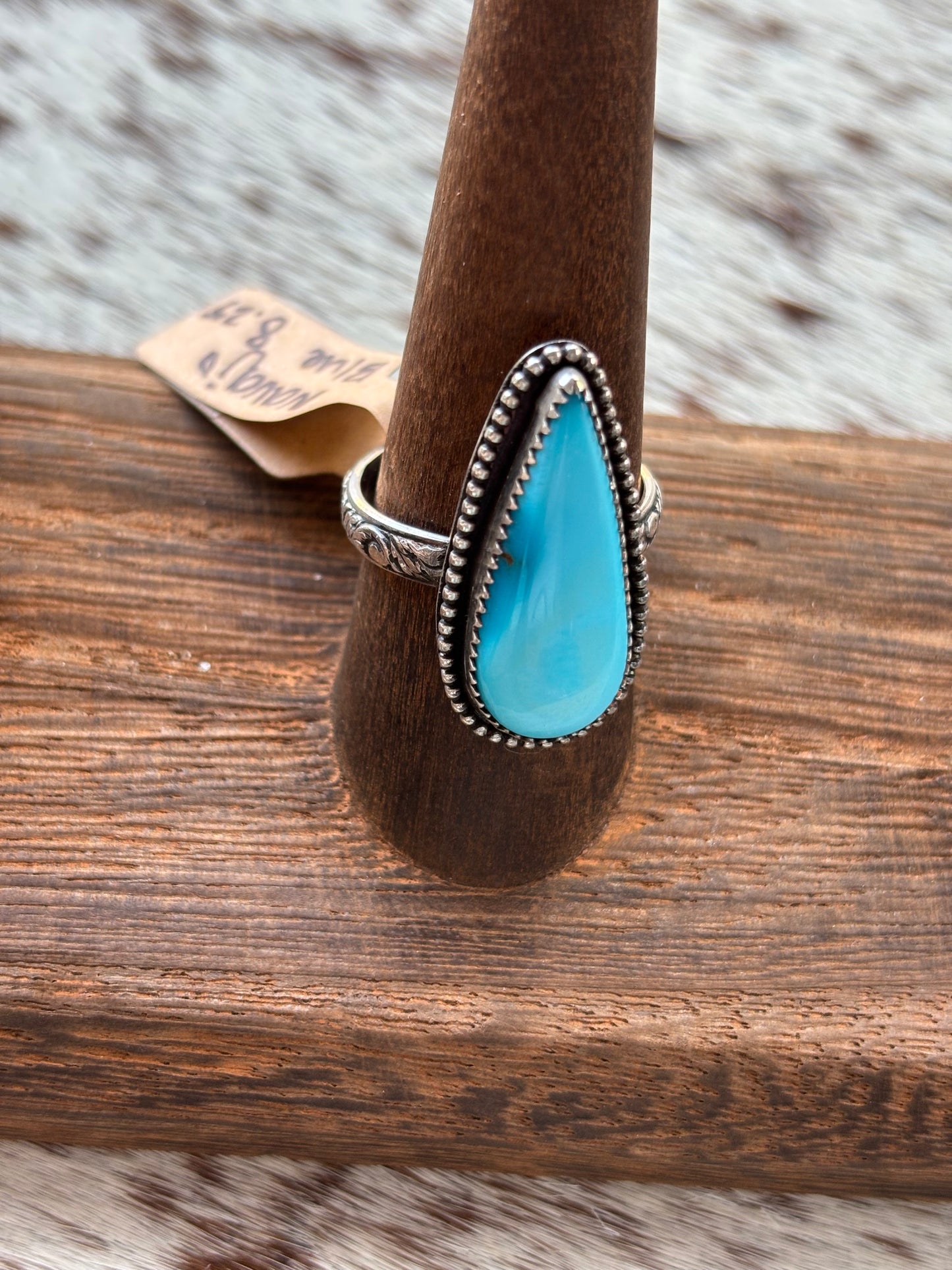 Turquoise Ring Navajo Blue Size 8.25