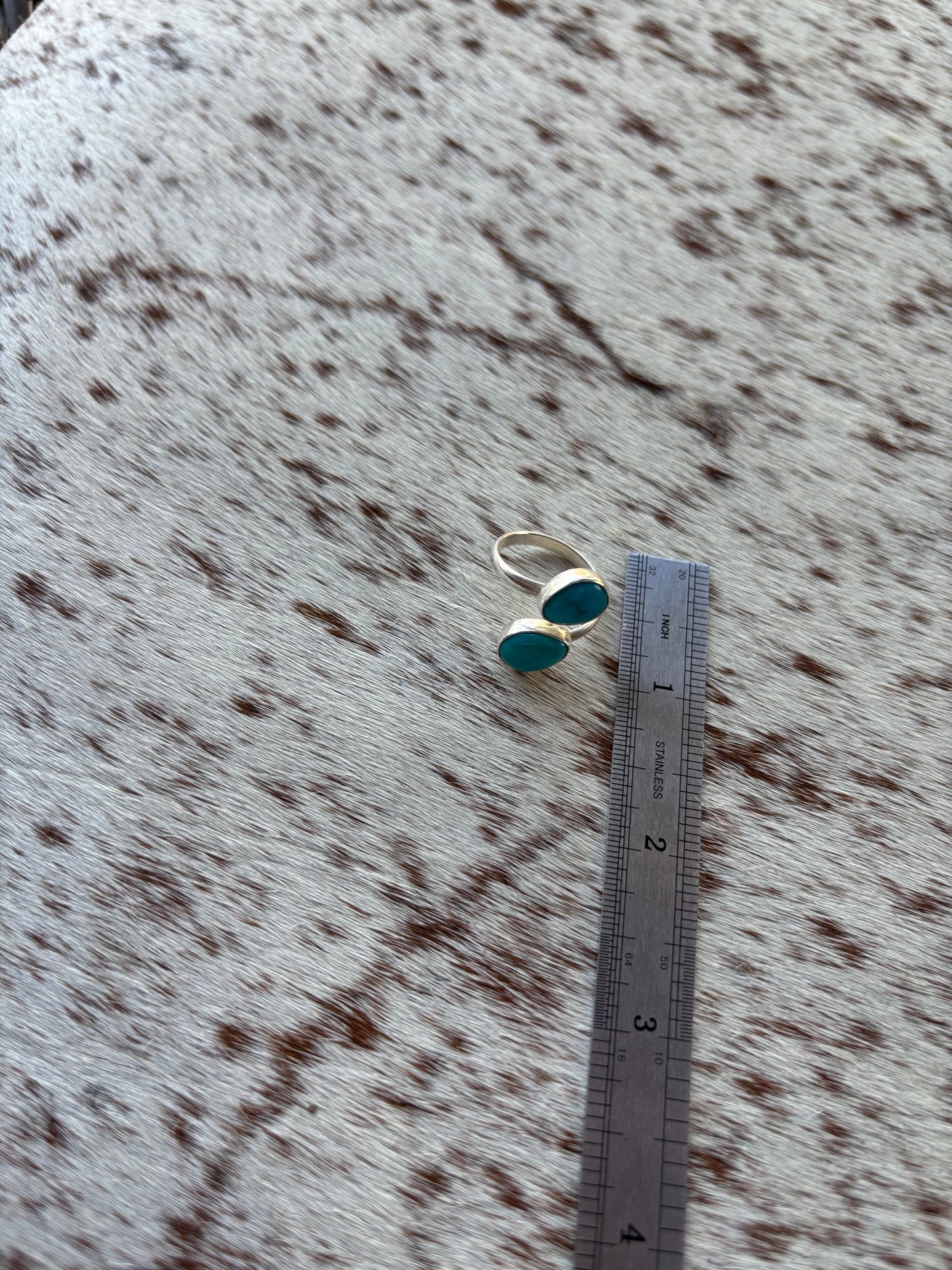 Turquoise Double Adjustable Ring Size 7.5