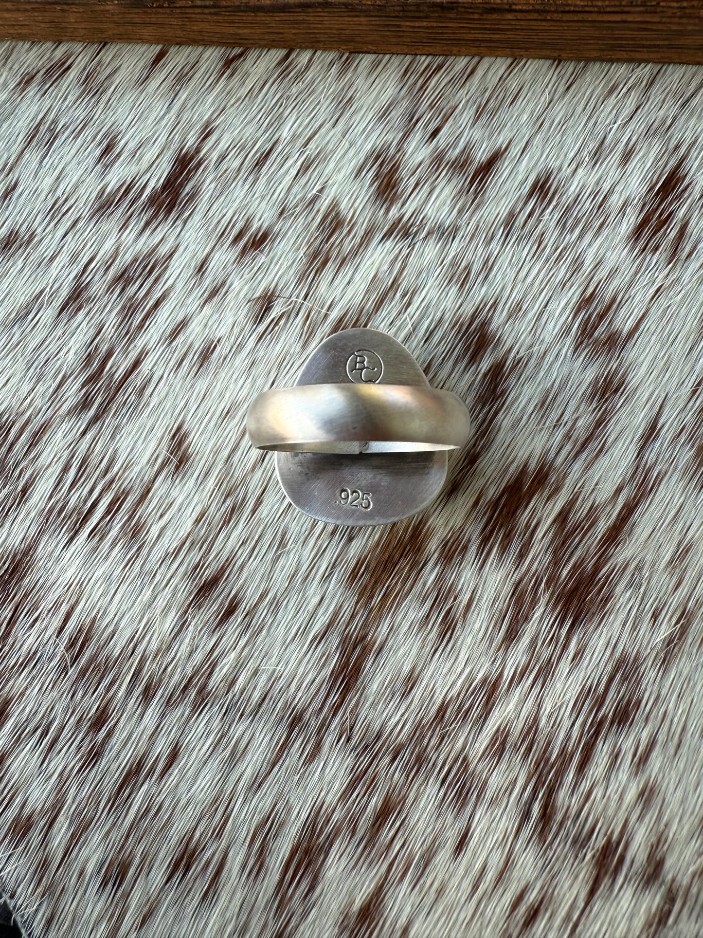 Royston Stamped Turquoise Ring Size 7.5