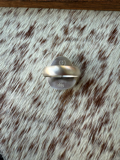 Royston Stamped Turquoise Ring Size 7.5