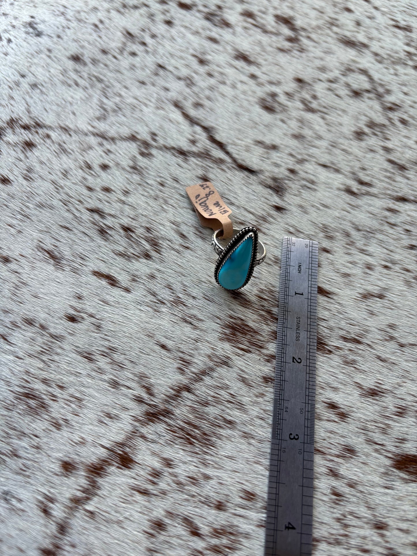 Turquoise Ring Navajo Blue Size 8.25