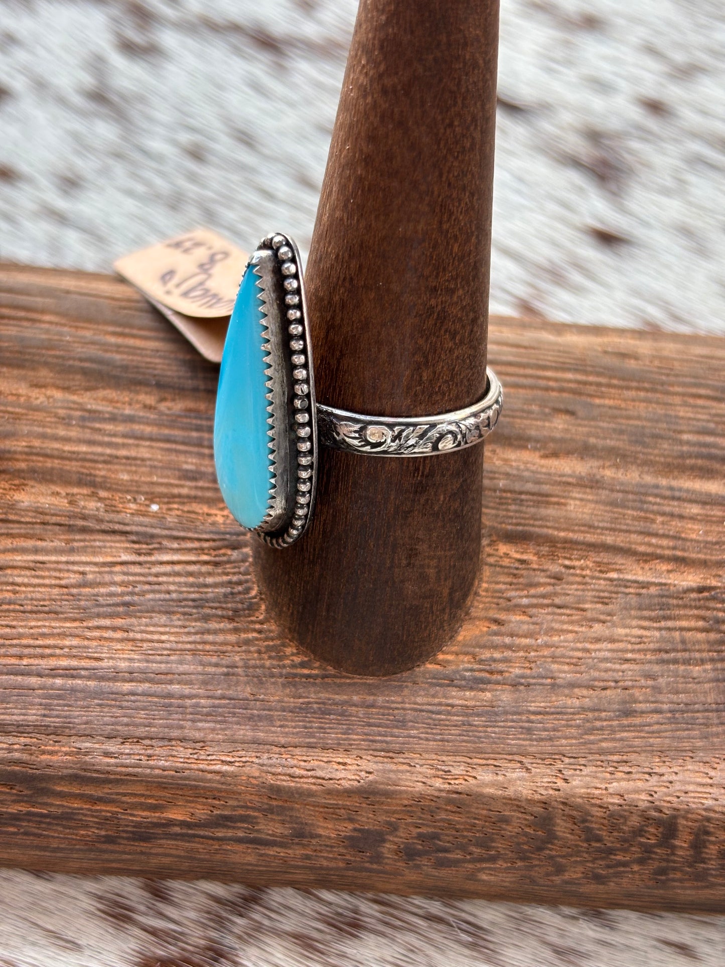 Turquoise Ring Navajo Blue Size 8.25