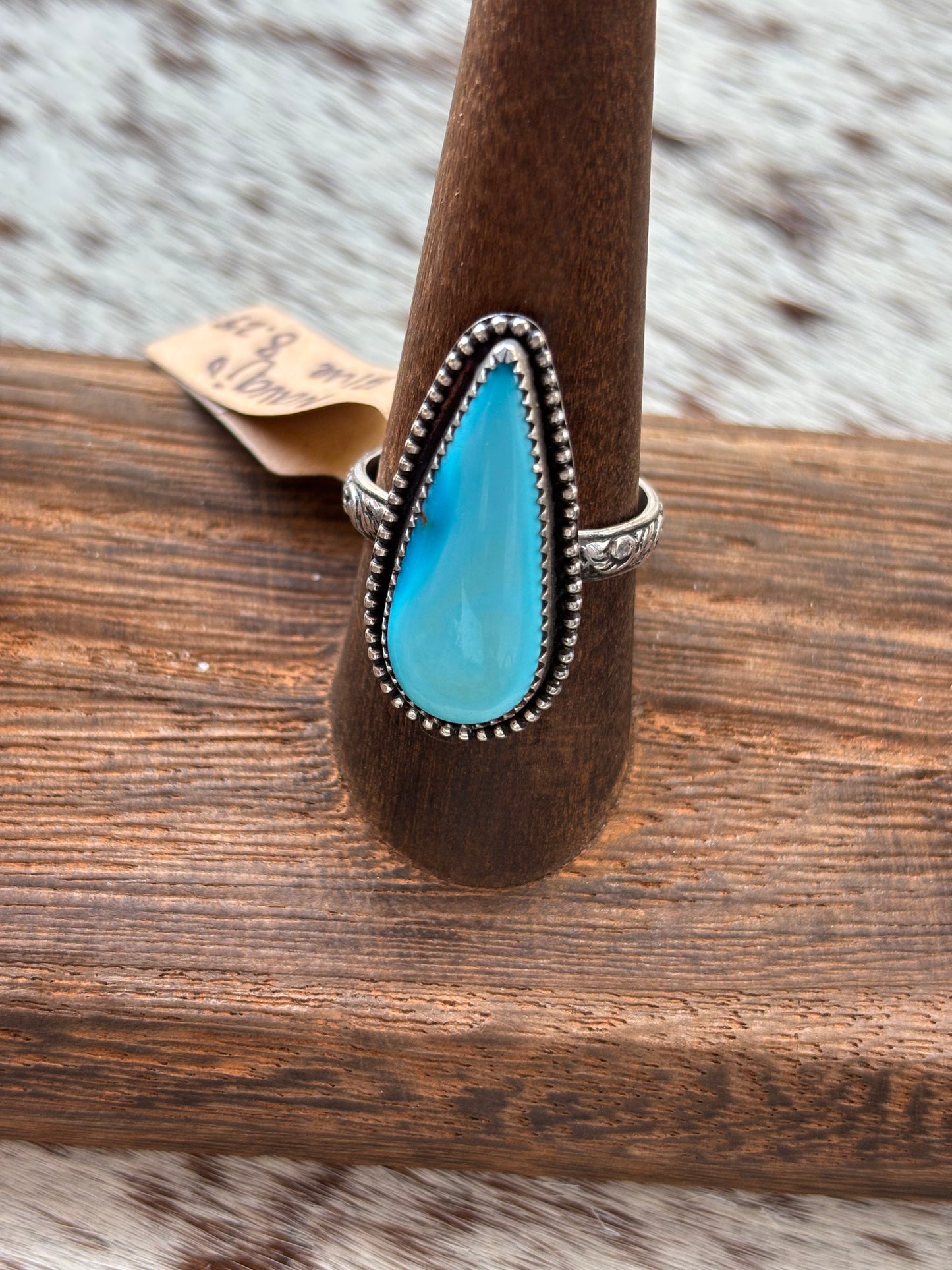 Turquoise Ring Navajo Blue Size 8.25
