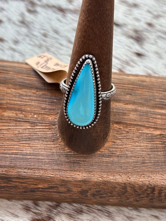 Turquoise Ring Navajo Blue Size 8.25