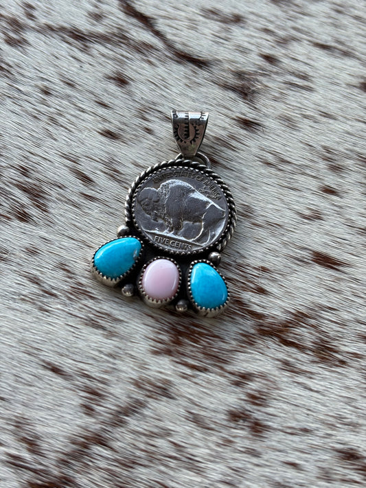 Turquoise Buffalo Nickel Pendant