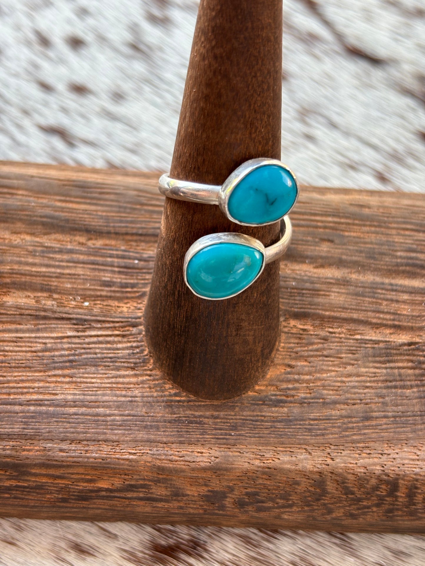 Turquoise Double Adjustable Ring Size 7.5