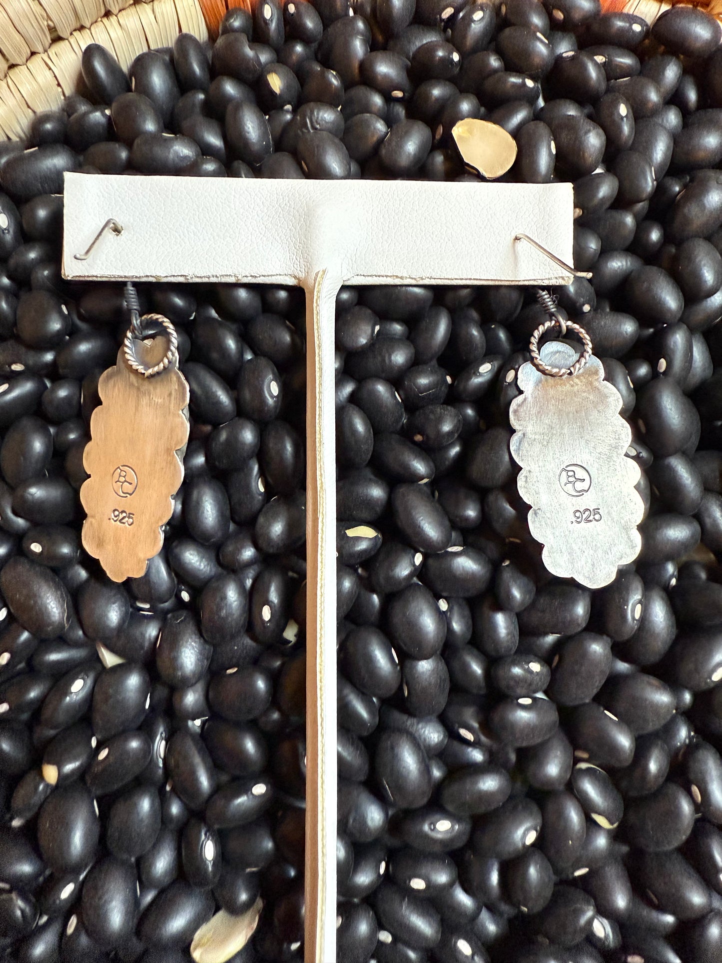 Red Spiney Stamped Earrings