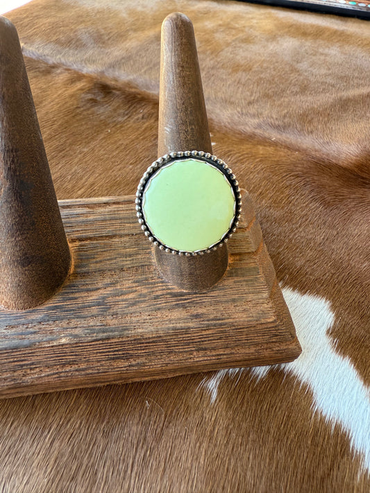 Lemon Chrysoprase Ring Size 9