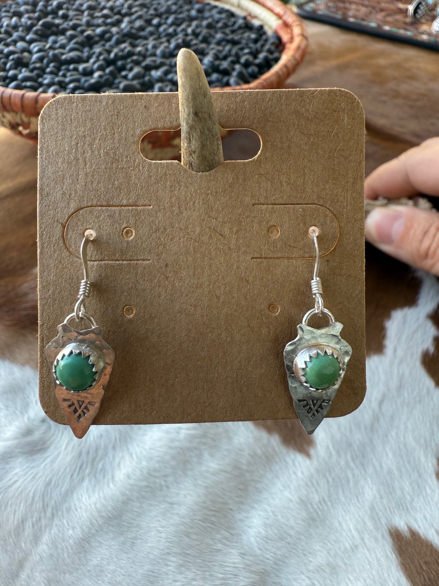 Kingman Turquoise Arrowhead Earrings