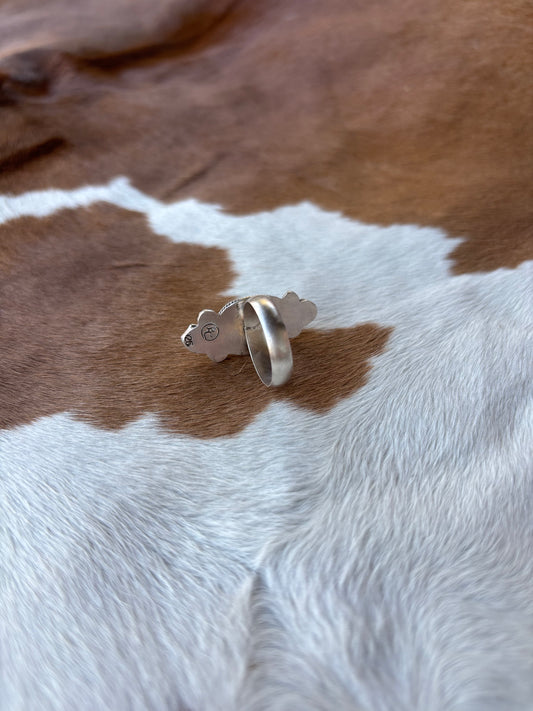 Turquoise and Spiny Oyster Ring Size 7.5